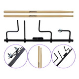 Mini Rack Com 4 Hastes Preto Para Percussão Cowbel Carrilhao