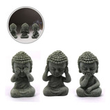 Mini Trio Cego Surdo Mudo Estatua Monge Enfeite Buda Decora