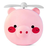 Mini Ventilador Com Espelho Luz Led Porquinho Portátil