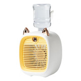Mini Ventilador Recarregável Gato Refrigerador De Ar De Mesa Cor Amarelo
