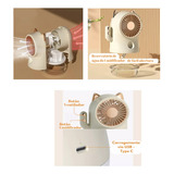 Mini Ventilador Refrigerador De Ar Gato Portátil Recarregáve