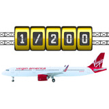 Miniatura Avião Airbus A321neo Virgin America 1/200 Gemini
