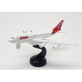 Miniatura Avião Tam Metal E Fricção 14 Cm Com Base