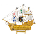 Miniatura Barco Navio Veleiro  Escudos Vela Canhão Pirata