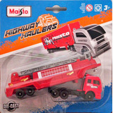 Miniatura Caminhão Bombeiro Maisto Highway Haulers 1/64 20cm