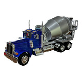 Miniatura Caminhão Peterbilt 379 Azul Betoneira Welly 1:32