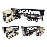 Miniatura Caminhão Scania Highline + Carreta Exclusiva 1/64