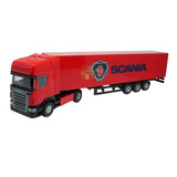 Miniatura Caminhão Scania R Topline C/baú 1:50 Joal Vermelho
