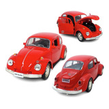 Miniatura Carrinho De Ferro Coleção Fusca Rmz Abre Portas