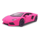 Miniatura Carrinho De Ferro Lamborghini Aventador Rosa 1/38