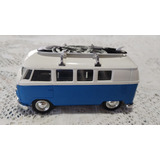 Miniatura Carrinho Welly Volkswagen Vw Kombi Azul E Branco