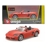 Miniatura Carro Porsche 718 Boxster Laranja 1:24 Burago