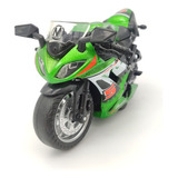 Miniatura De Moto Metal Die-cast Corrida Racing Som Fricção Cor Verde