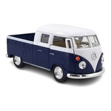 Miniatura Ferro Kombi Pick-up 1963 Kinsmart 1/34 Branco/azul