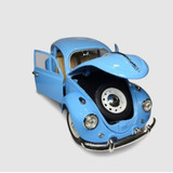 Miniatura Fusca De Metal Na Cor Azul Claro Escala 1/18