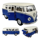 Miniatura Kombi T1 Transporte Volkswagen Azul Escuro 1/32