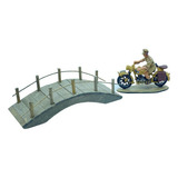 Miniatura Motocicleta E Soldado De Chumbo + Ponte De Madeira