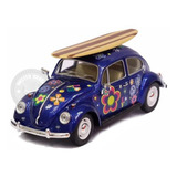 Miniatura Volks Fusca Love Surf C/ Prancha 1967 Azul 1/24