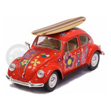 Miniatura Volks Fusca Love Surf C/ Prancha 1967 Vermelho1/24