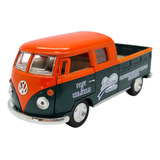 Miniatura Volkswagen Kombi 1963 Verde/laranja Cab