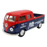 Miniatura Volkswagen Kombi 1963 Vermelho/azul Cab Dupla 1:32 Cor Azul