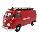 Miniatura Volkswagen Kombi Bombeiros Fire Metal 1:24