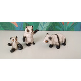 Miniaturas Bibelôs Porcelana Trio Pandas Bone China