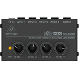 Mixer Compacto Behringer Micromix Mx400 4 Canais Low Noise 110v 220v