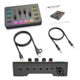 Mixer De Áudio Fifine Ampligame Sc3 Rgb Xlr Streaming P/ Pc 