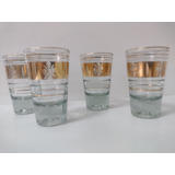 Ml2031 04copinhos P/ Destilado Vidro Dourado E Lapidado Chic