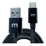 Mobibox Cabo Jeans Ultra Rápido E Resistente - Tranferência De Dados Rápida Preto Com Entrada Usb A Saída Usb Tipo C