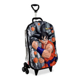 Mochila 3 Rodas Escolar Dragon Goku 3d Maxtoy Rodinha Tripla
