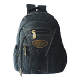 Mochila Bolsa Escolar Lona Tecido Resistente Lona Jeans 