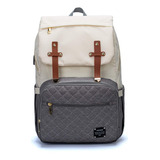 Mochila Bolsa Lequeen Dândi Smart Reforçada Moderna Feminina Cor Bege Com Cinza Desenho Do Tecido Lisa
