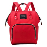 Mochila Bolsa Maternidade Moderna Grande Térmica Espaçosa Cor Vermelho Desenho Do Tecido Lisa