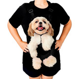 Mochila Canguru Preta Carregador Pet Cão Shitzu