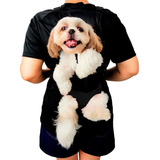 Mochila Canguru Preta Carregador Pet Cão Shitzu