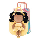 Mochila Com Boneca Gloveleya Bailarina Gold Morena C/ Sacola