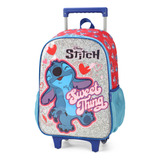 Mochila Costas Escolar Com Rodinhas Disney Stitch Licenciada