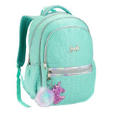 Mochila De Costa Escolar Juvenil Just Unicórnio - Denlex Cor Verde-água