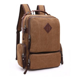 Mochila De Lona + Couro Masculina Notebook Impermeável 35l