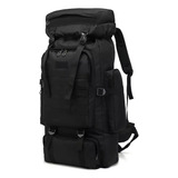 Mochila De Viagem Tática Camping Cargueira Impermeável 80l Cor Preto Desenho Do Tecido Liso