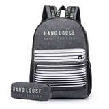 Mochila Escolar Com Estojo Hang Loose Pellet Reforçada Cor Kit 3 - Preto