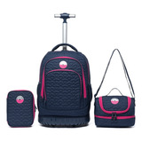 Mochila Escolar De Rodinhas Juvenil Resistente Notebook