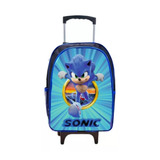 Mochila Escolar Rdm Escolar Rodinha Cor Azul Design Sonic 25l