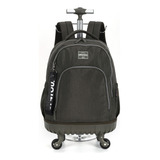 Mochila Escolar Rodinhas 360 Graus Com Chaveiro Up4you Cor Cinza Desenho Do Tecido Liso
