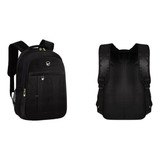 Mochila Executiva Para Notebook Alça Acolchoada Yepp Unissex Cor Preto Desenho Do Tecido Liso
