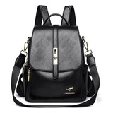 Mochila Feminina Couro Fashion Escola Faculdade Impermeável
