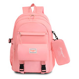 Mochila Feminina Escolar Costura Reforçada Antifurto Jovem Cor Rosa-claro