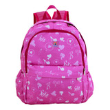 Mochila Feminina Escolar Menina Linda Preta Rosa 2102 Cor Love / Rosa Desenho Do Tecido